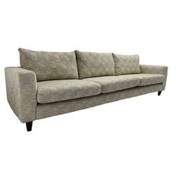 Orior - contemporary large three seat sofa, upholstered in patterned textured fabric on ebonised splayed feet