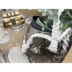 Collection of glass ware, to include six tumblers and six wine glasses, together with other decorative collectables, in two boxes