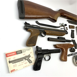 Crosman American .177 classic air pistol and a collection of air weapon spare parts