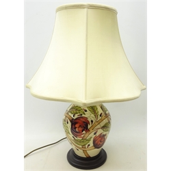  Moorcroft 'Pirouette Breeze' table lamp of baluster form on plinth with shade, designed by Emma Bossons c2002, H24.5cm of main body  