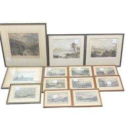 English School (19th century): Northern British Landscapes, large collection 19th century engravings with hand colouring max 18cm x 25cm (13)