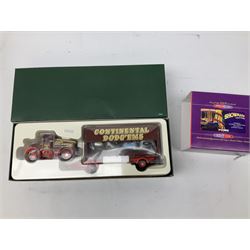 Corgi Premium limited edition - three Showman's Collection die-cast models comprising 07413 John Biddall Funfair Land Rover; 16602 Jennings Scammell Highwayman Ballast and Dodgem trailer; and 55609 John Thurston Diamond Ballast; together with three British Rail models comprising CC11606 Albion Reiver Platform Lorry and Tank Container Load; CC11301Scammell Scarab; and CC11001 Thames Trader Flatbed; all boxed (6)