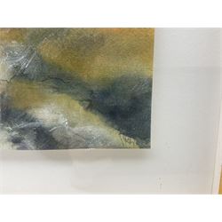 David Baumforth (British 1945-): 'Moorland Path above Hutton le Hole', mixed media signed with monogram, original title label verso 24cm x 24cm  