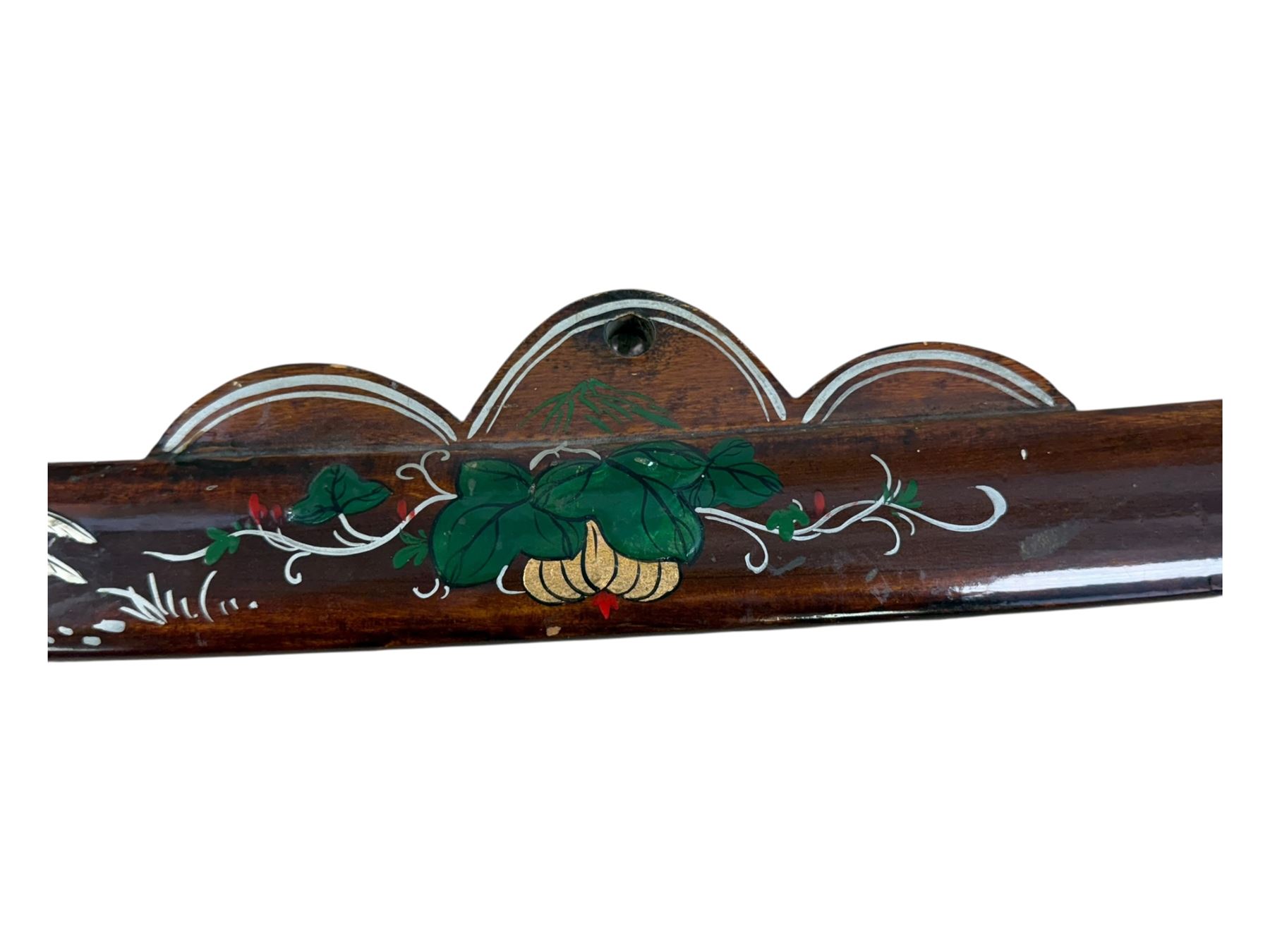 Japanese Katana, the tsuba decorated with flowers and birds, the scabbard with enamel decoration, blade L73cm, overall L105cm