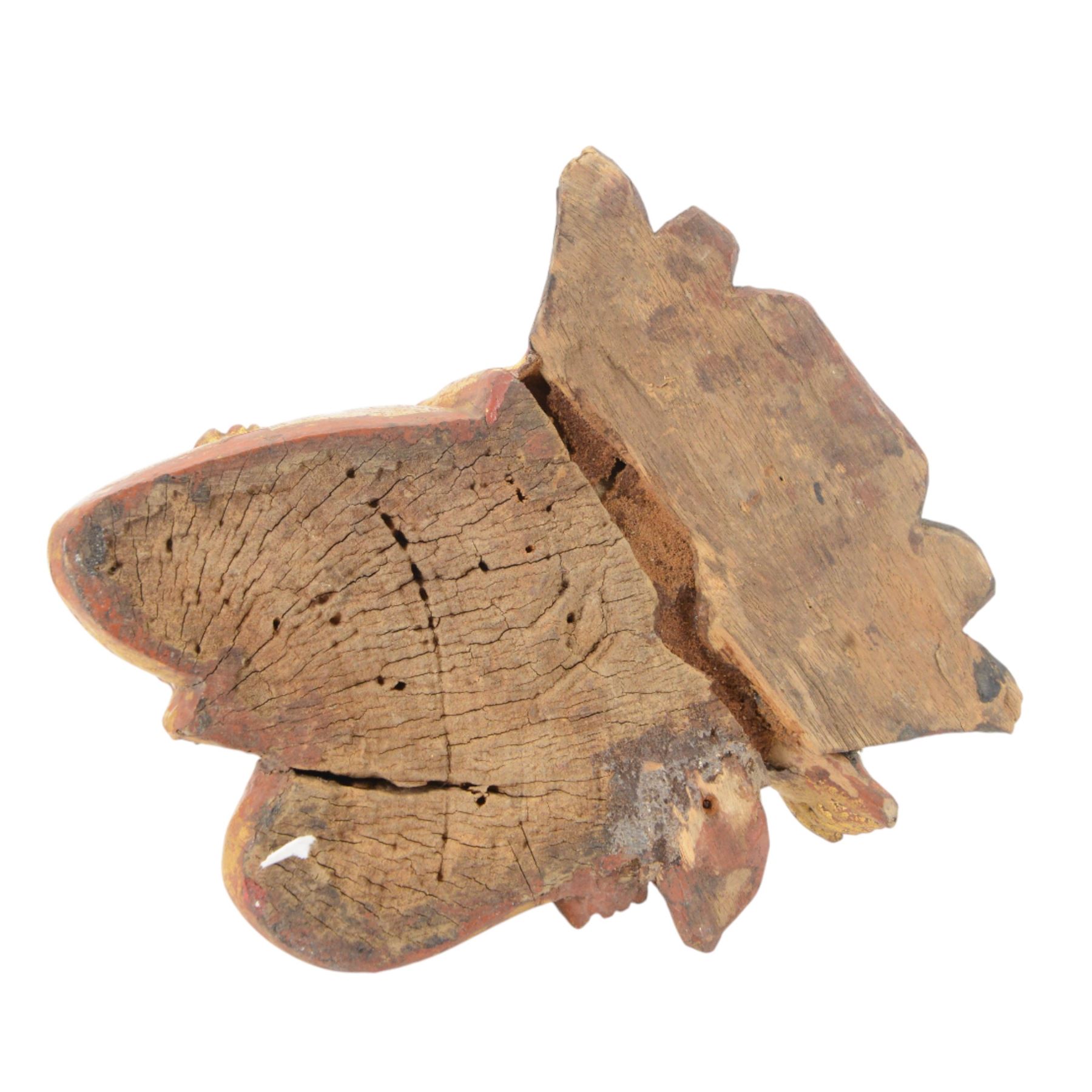 Late 19th century two Burmese Mandalay lacquered and gilt wood figures of monks, the robes edged with colored glass inlay and leafy scroll bands in raised lacquer, H25cm