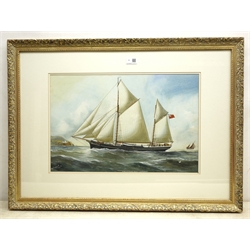  Reuben Chappell (British 1870-1940): 'Princess Mary of Poole' - Ship's Portrait, watercolour heightened in white signed and titled 35cm x 52cm Provenance: from the exors. of a North Yorkshire single owner collection of Maritime oils and watercolours    