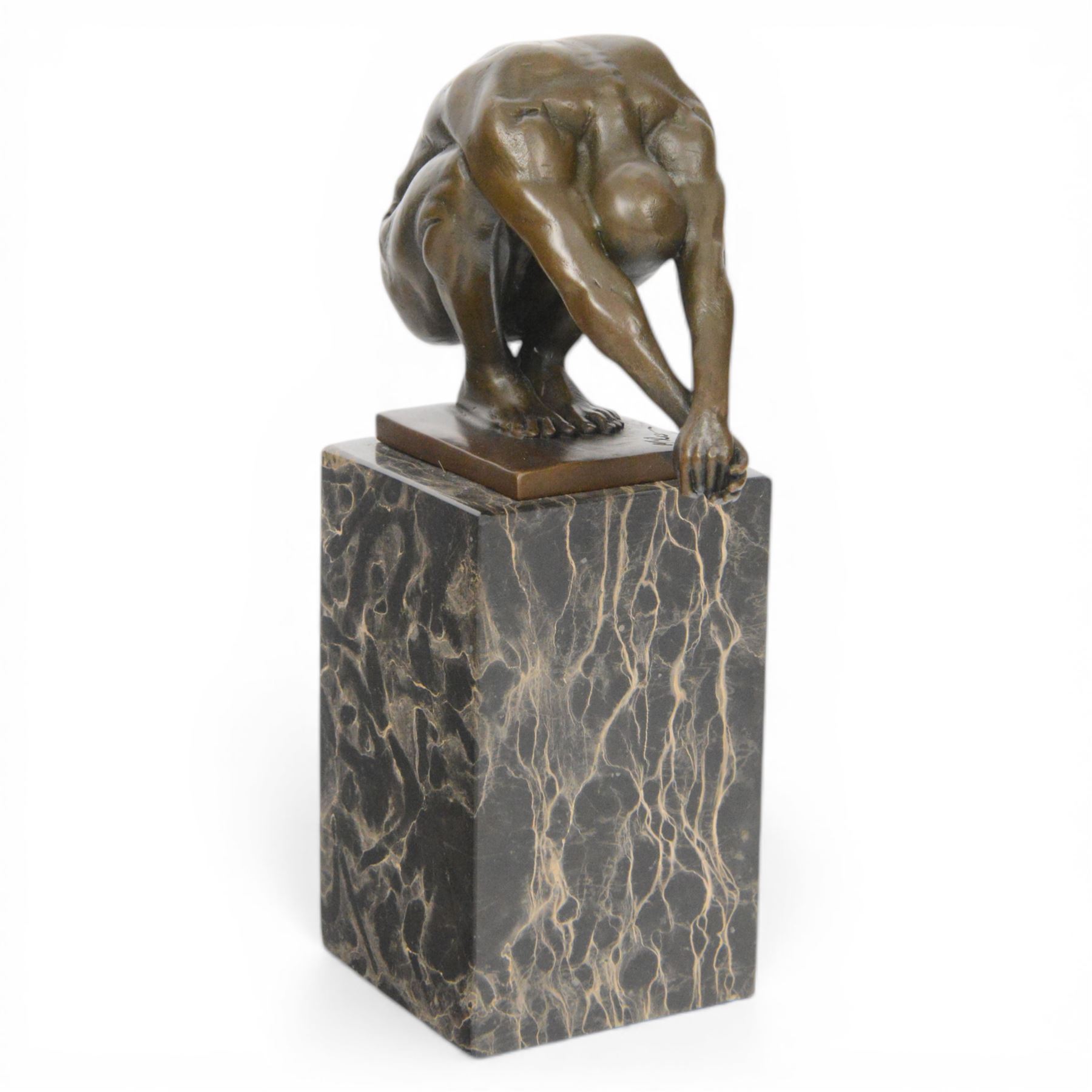 The Diver, bronze figure, signed Milo, upon a marble base, H24cm