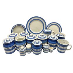 TG Green Cornish kitchen ware, to include coffee pot, pint milk jug, nine storage jars for various items, four dinner plates, etc (25)