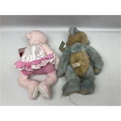 Seven Charlie Bears, comprising two limited edition examples, Parma Violet CB191963, designed by Isabelle Lee, limited to 3000, and Mary CB205250O, limited to 1000, plus Anniversary Carol CB151562, Olien CB171790, Dilly CB124946, Willamena CB202037A, and Kay CB191957B, each designed by Isabelle Lee, all with tags