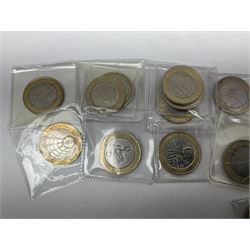 Mostly Queen Elizabeth II Great British commemorative two pound coins, including  etc, face value approximately 98 GBP