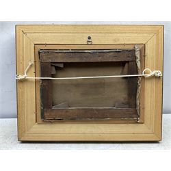 John Henderson (Scottish 1860-1924): Winter Moorland Landscape with Country Lane, oil on canvas signed 22cm x 32cm