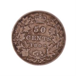 Canada Queen Victoria 1892 silver fifty cents coin