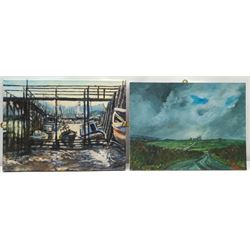 Giuseppe Ioanna (British 1956-): 'Low Tide in Scarborough' and 'Back Road to Whitby', two acrylics on canvas signed and dated 2019 and 2016, respectively, titled verso 30cm x 40cm (2) (unframed)
