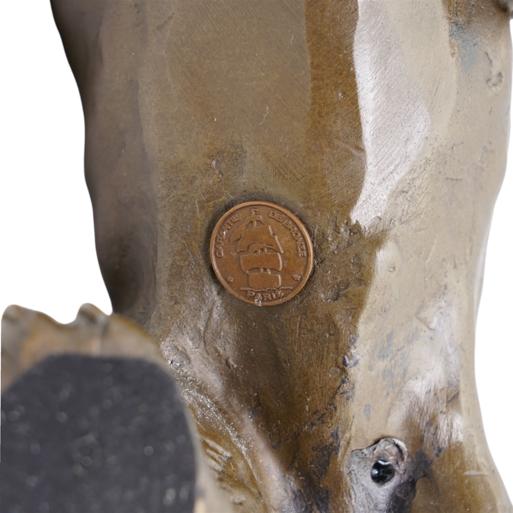 Bronze figure, modelled as a cougar or panther in crouching pose, signed Milo and also bearing foundry mark, L40cm