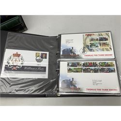 Stamps including first day covers relating to Diana Princess of Wales, small number of coin covers, Mercury 'Silk' covers, other first day covers many with printed address and special postmarks, Australia, Barbados, British Honduras, Germany, Jamaica and other World stamps, housed in albums, folders and loose, in one box