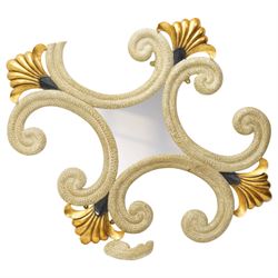Rococo design gilt and painted wall mirror, the central mirror plate surrounded by an elab...