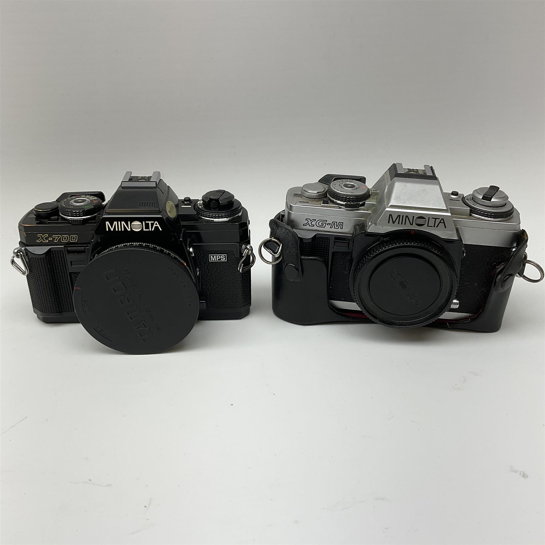 Minolta X700 camera body and Minolta XGM camera body, Tamron 'SP 60-300mm f3.8-5.4' lens, Tamron 'SP 35-80mm f2.8-3.8' lens', Tamron 'SP 500mm 1:8' CF tele macro catadioptric lens and various accessories including filters, tele-converter, flash etc