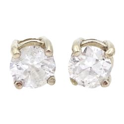 Pair of 18ct gold round diamond stud earrings, stamped 750, total diamond weight approx 0.90 carat