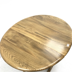 Ercol light elm narrow drop leaf table, shaped supports, W107cm, H72cm, D84cm