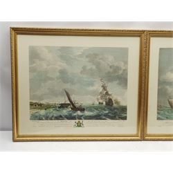 After Willem van de Velde II (Dutch 1633-1707): 'A Brisk Gale' and 'A Moderate Gale', pair 20th century lithographs 43cm x 53cm (2)