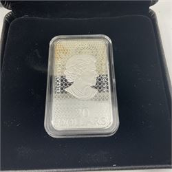 Royal Canadian Mint 2019 'Canada's Unexplained Phenomena The Shag Harbour Incident' fine silver twenty dollar coin and 2020 'Classic Mountie Hat' fine silver twenty-five dollar coin, both cased with certificates