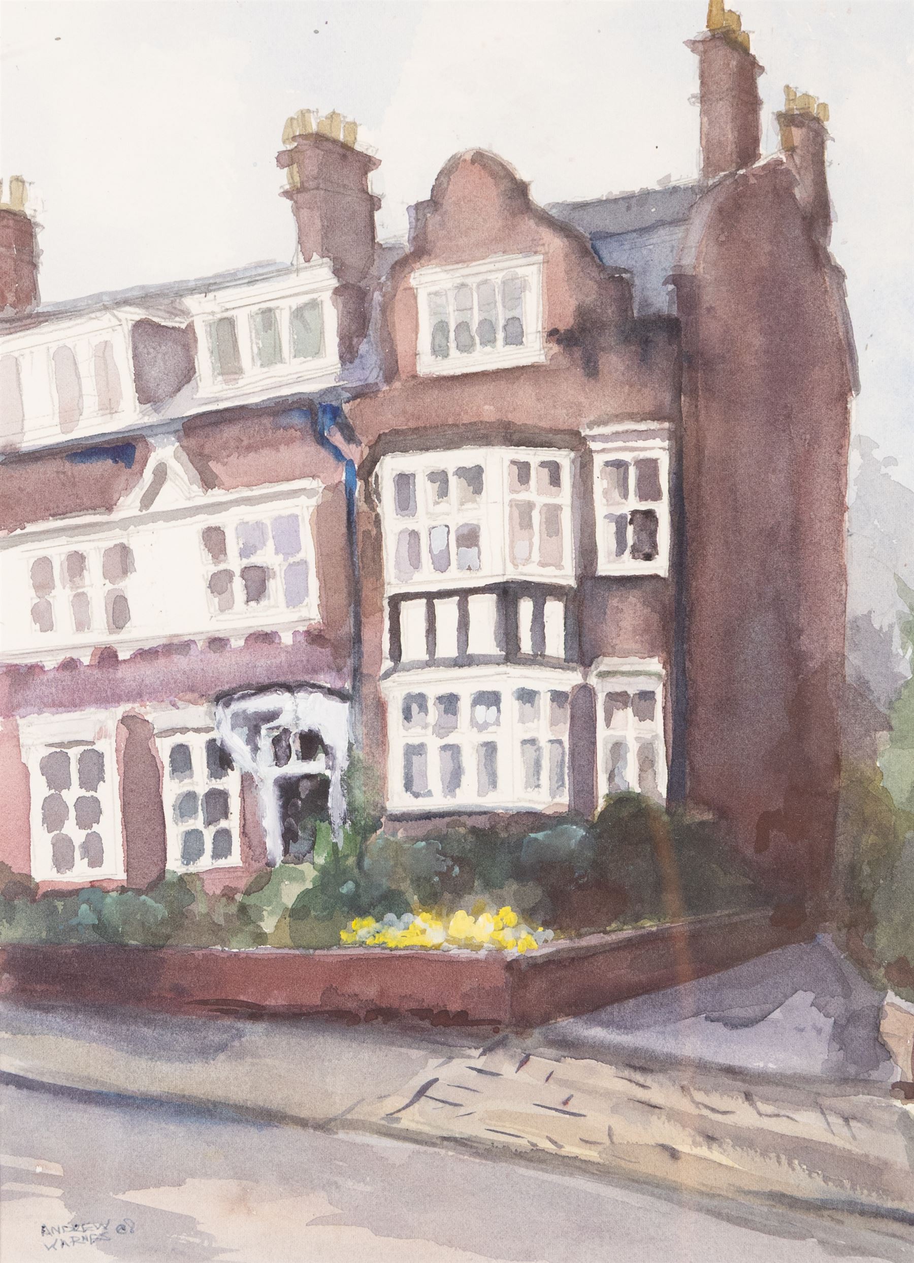 Andrew Warnes (East Riding 20th Century): 'Skidby Windmill' 'Burton Agnes Church' 'River Derwent' and another, set of four watercolours signed, mostly titled verso max 35cm x 25cm (4)