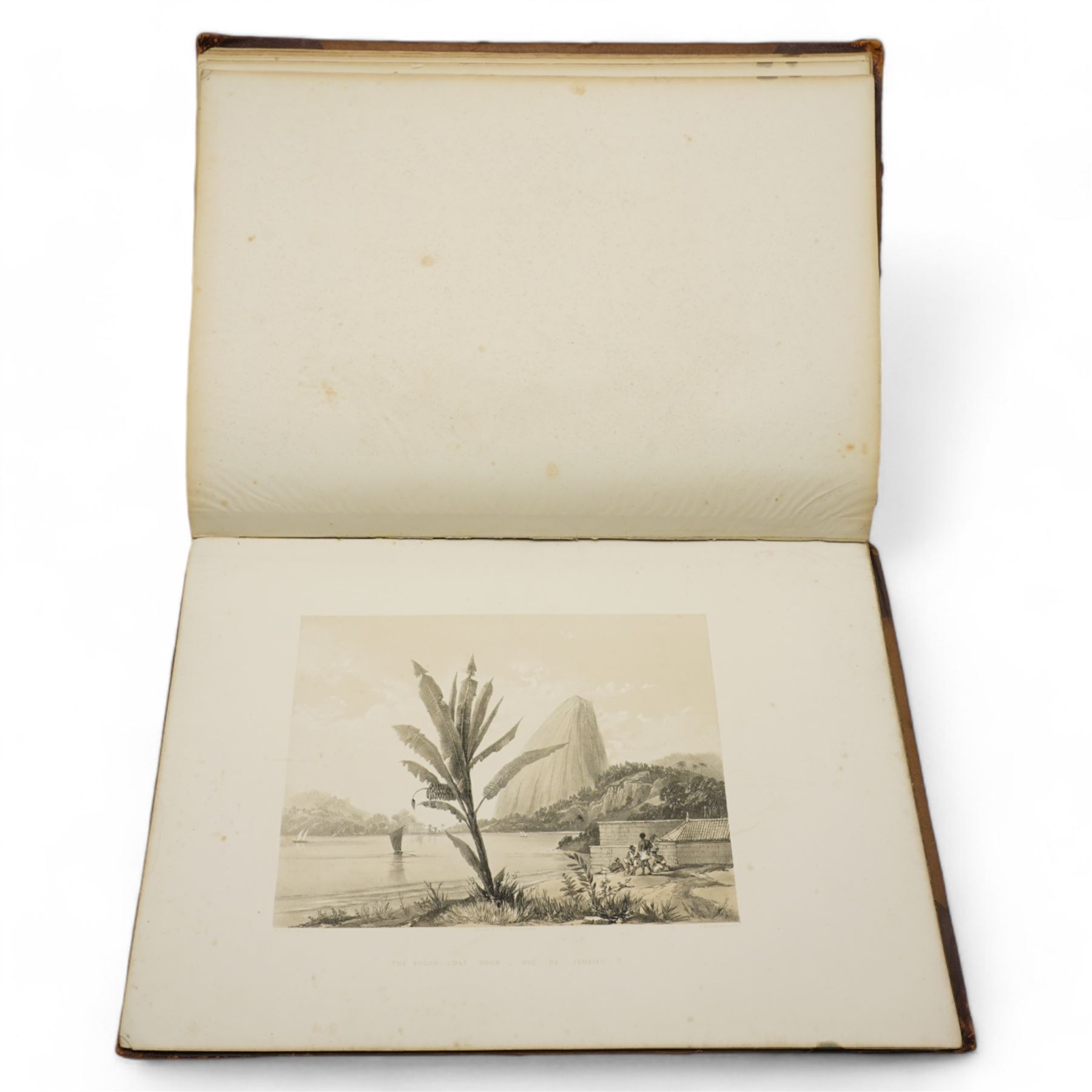 Sir William Gore Ouseley (British 1797-1866): 'Views in South America, from original drawings made in Brazil the River Plate, the Parana, &c', folio containing twenty six (26) tinted lithograph plates with lithographed titled and plan, dedication to Prince Albert with list of plates on verso, pub. London: Thomas McLean 1852, bound in oxblood leather and brown cloth
