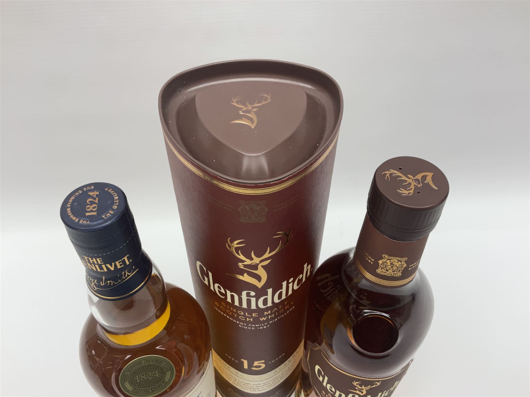 Glenlivet, Founders Reserve, single malt Scotch whisky, 70cl, 40% vol and Glenfiddich, 15 year old Solera Reserve, single Scotch whisky, 70cl, 40% vol