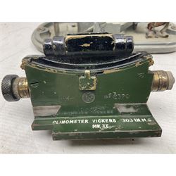 Cooke Troughton & Simms grey painted brass dumpy level in carrying case; and WW2 British .303 Vickers Machine Gun brass Clinometer, stamped 'V.E. 0067' serial No. 2370,  dated 1944 unboxed (2)