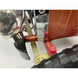 Red child's tin-plate pedal car with chrome detail, by Posh Paddles, Scarborough, H56cm, L80cm