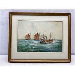 William Minshall Birchall (American 1884-1941): 'East Coast Fishers', watercolour heightened in white signed titled and dated 1925, 25cm x 36cm