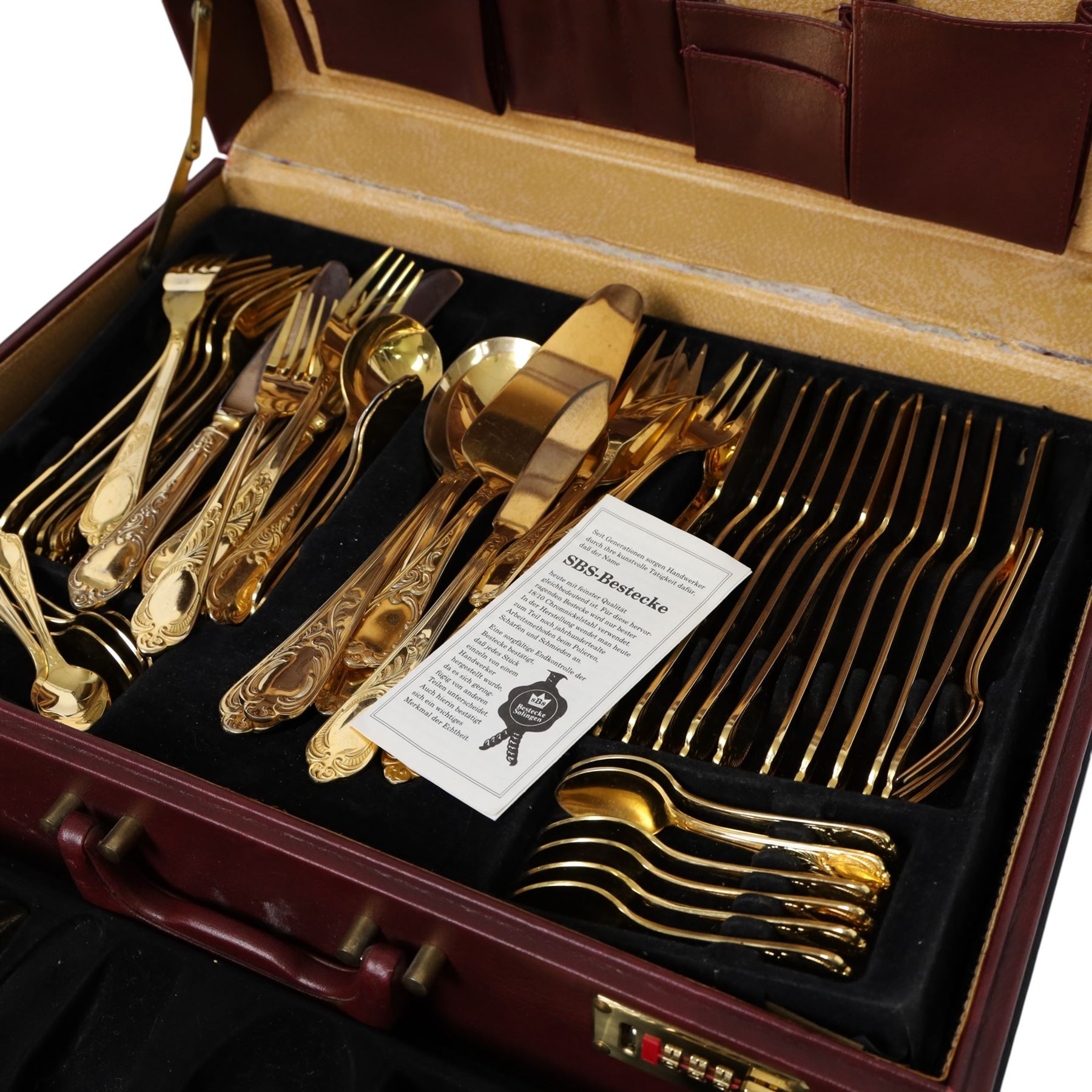 Bestecke Solingen (SBS) gold plated cutlery set for twelve in case