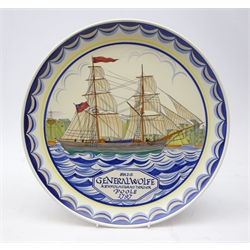  Brig General Wolfe Poole pottery charger, drawn by Arthur Bradbury and painted by Karen Hickisson, D32.5cm   