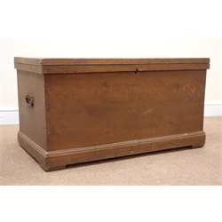  Victorian scumbled pine blanket box, hinged lid enclosing interior candle box, W94cm, H50cm, D49cm  