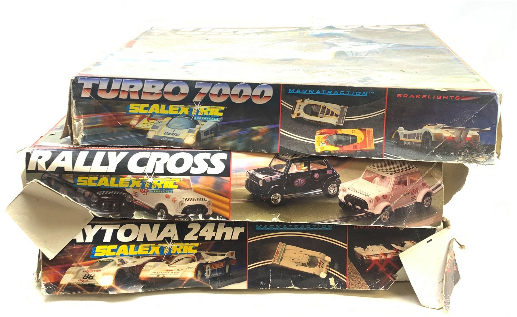 Scalextric - three part sets: Turbo 7000, Rally Cross and Daytona 24hr, all boxed