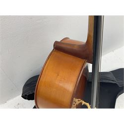 Modern Stentor student's half-size cello with 65cm two-piece maple back and ribs and spruce top, bears label 'The Stentor Student' L104cm overall; in soft carrying case