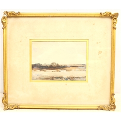 Kershaw Schofield (British 1872-1941): 'A Marshy Landscape', watercolour signed, titled on gallery label verso 12cm x 17cm