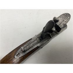 Early 19th century J. Calvert (Leeds) flintlock single barrel tap action pocket pistol, approximately .45 cal., the 4cm (originally) screw off barrel with top safety and walnut stock L16cm overall