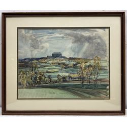 John Charles Moody (British 1884-1962): Castle on the Hill, watercolour signed 35cm x 45cm