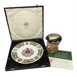Royal Doulton character jug Monty D6202, together with Spode Regimental plate for The Green Howards with certificate and original box 