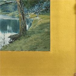 William Fraser Garden (British 1856-1921): Evening Light on the Lake, watercolour signed and dated 1900, 20.5cm x 37.5cm 