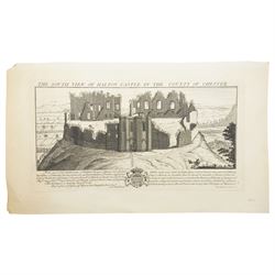 Samuel Buck (British 1696-1779) and Nathaniel Buck (British 18th century): 'West View of Codenor Castle in the County of Derby' 'East View of Dale Abby near Derby' and 'South View of Halton Castle in the County of Chester', set three 18th/19th century prospect map engravings originally pub. 1727 max 26cm x 45cm (3)
Provenance: English Heritage