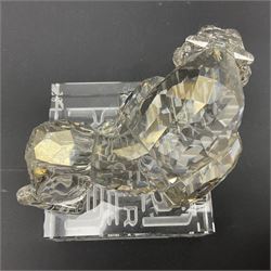 Two Swarovski Crystal Signs of the Zodiac figures, comprising horse and tiger, together with Zodiac dragon holding the flaming pearl, largest H11cm 