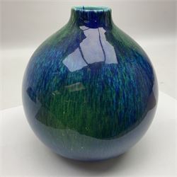 Boch Freres vase, of baluster form, with mottled blue/green glaze, H20cm