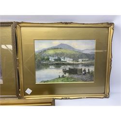 Three prints of mountainscapes in gilt frames 