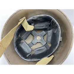WW2 British Mk III steel combat helmet with textured finish and original liner