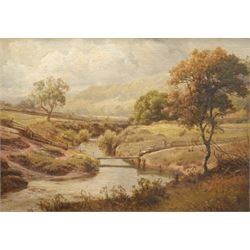 Edwin Henry Holder (British 1864-1917): Dales River Landscape, oil on canvas signed 25cm x 36cm