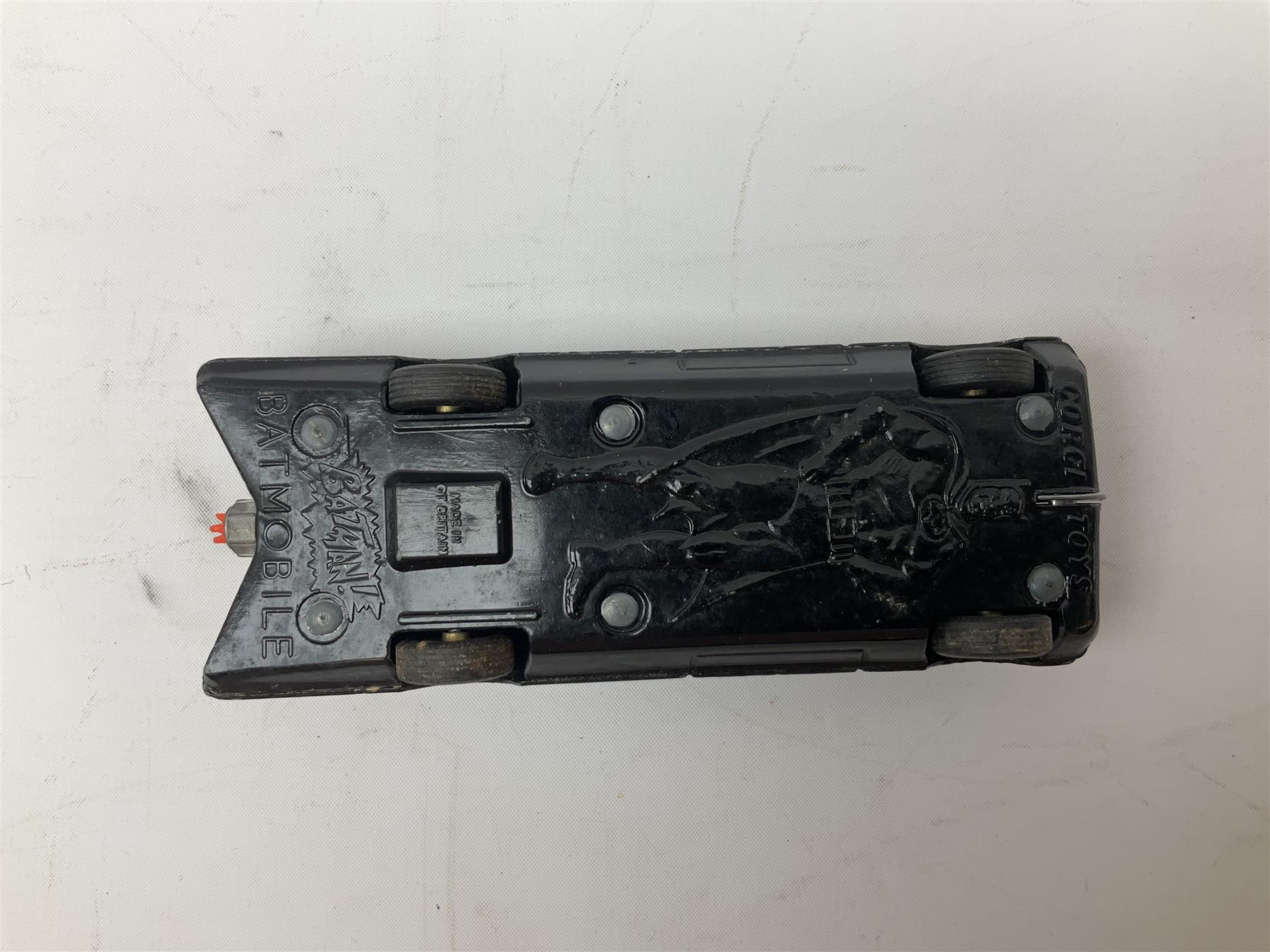 Twenty unboxed and playworn die-cast models including Dinky Guy van Golden Shred, Buick Riviera, Austin A105, Hillman Imp etc; Corgi Batmobile, Monkeemobile, Man From Uncle Oldsmobile Super 88, Airborne Caravan, Ford Mustang etc; Spot-On Humber Super Snipe Estate car; Schuco Micro Racer 1038 clockwork Mercedes 220S etc