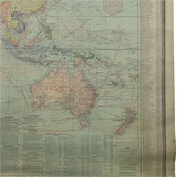 The Scarborough Company (London c.1907): 'Scarborough's Map of the World', double-sided rolled map on waxed silk, showing North America and South America recto, and Europe, Asia, Africa and Australasia verso, 101cm x 101cm
