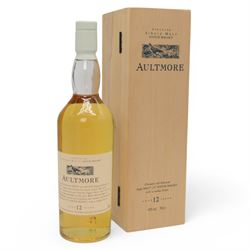 Aultmore 12 year old Speyside Single Malt Whisky, 43% vol 70cl, in wooden presentation box